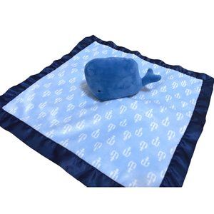 Baby Lovey Blue Whale Plush Security Blanket Satin Trim Lovie Cloud Island